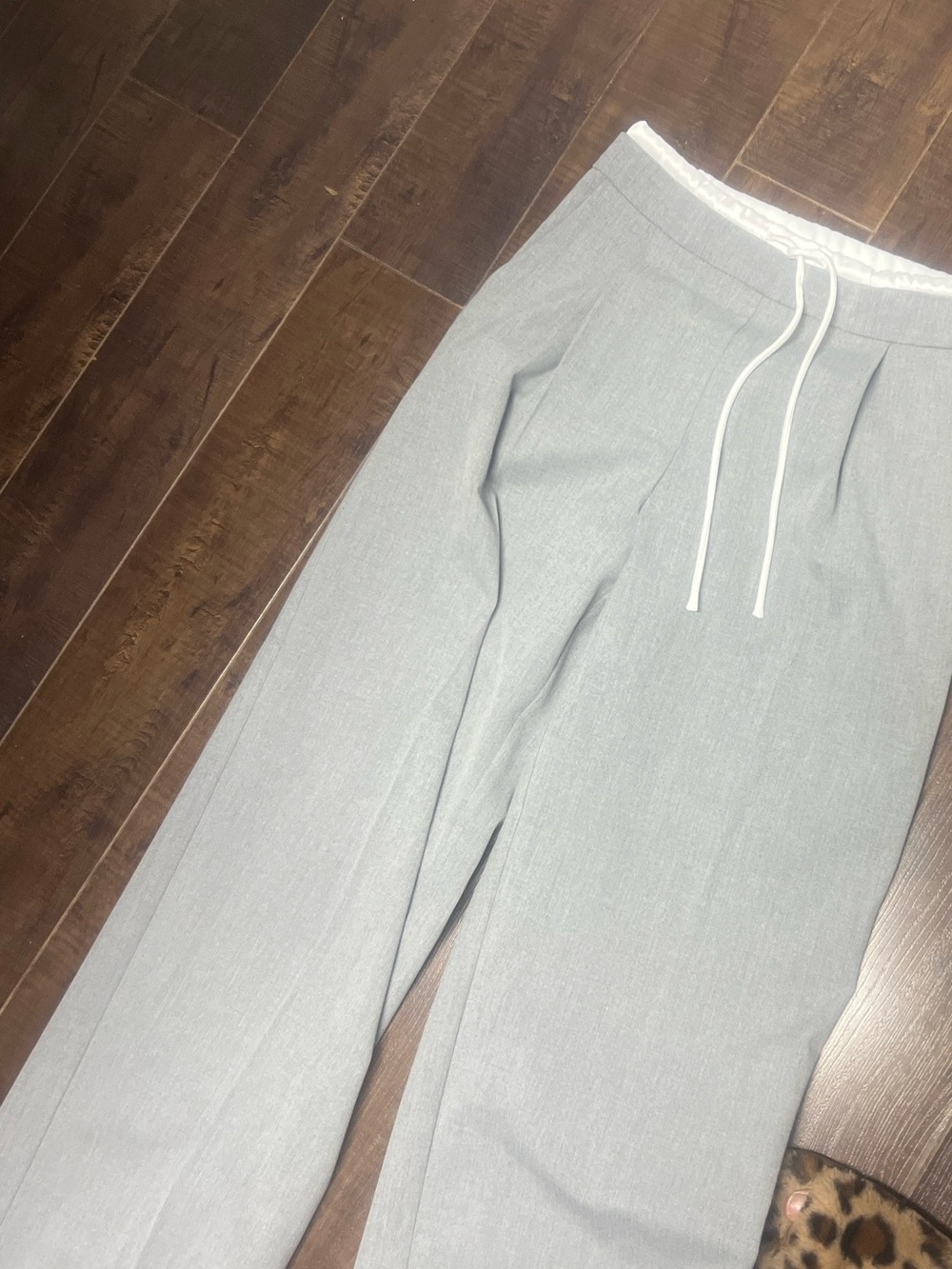 Zara Grey Wide Leg Pants White Satin Waist Detail XS 24 - Picture 6 of 6
